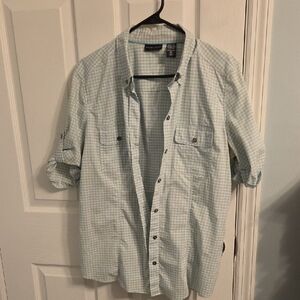 New York & Company Light Blue Checkered Women's Shirt